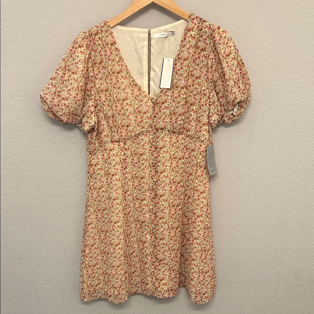 Lush Floral Midi Dress - Red and Cream